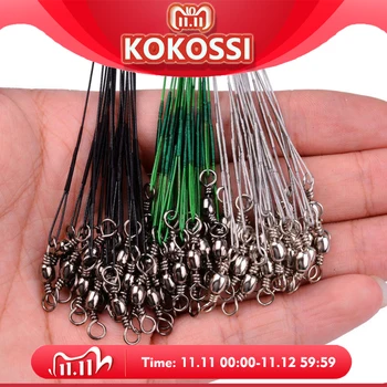 BIG DEAL ❤️ 20PCS Anti Bite Steel Fishing Line Steel Wire Leader With Swivel Fishing Accessory Lead Core Leash Fishing Wire 15CM-30CM - discount item 30% OFF Sports & Entertainment