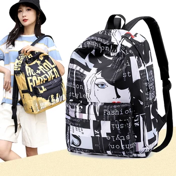 

Waterproof Backpack Female for Women 2020 Bag Girl Laptop Black Fabric Bag - Backpack Women's Teen Backpacks Girls Printed