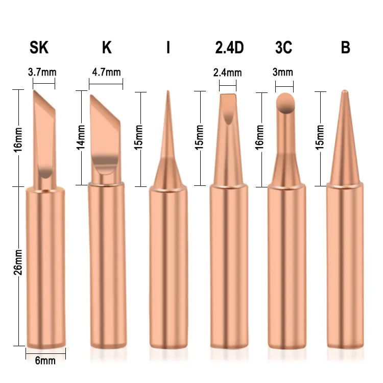 aluminum filler rod 6PCS I+B+K+2.4D+3C+SK Soldering Iron Pure Copper 900M Soldering Iron Head Set Inside Hot Bare Copper Electric Soldering Iron Tip welding rod types