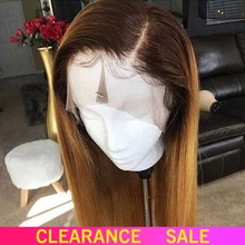 1b 27 Омбре прямые человеческие волосы на кружеве парик часть основные 13x4 не Реми бразильские парики на кружеве для черных женщин