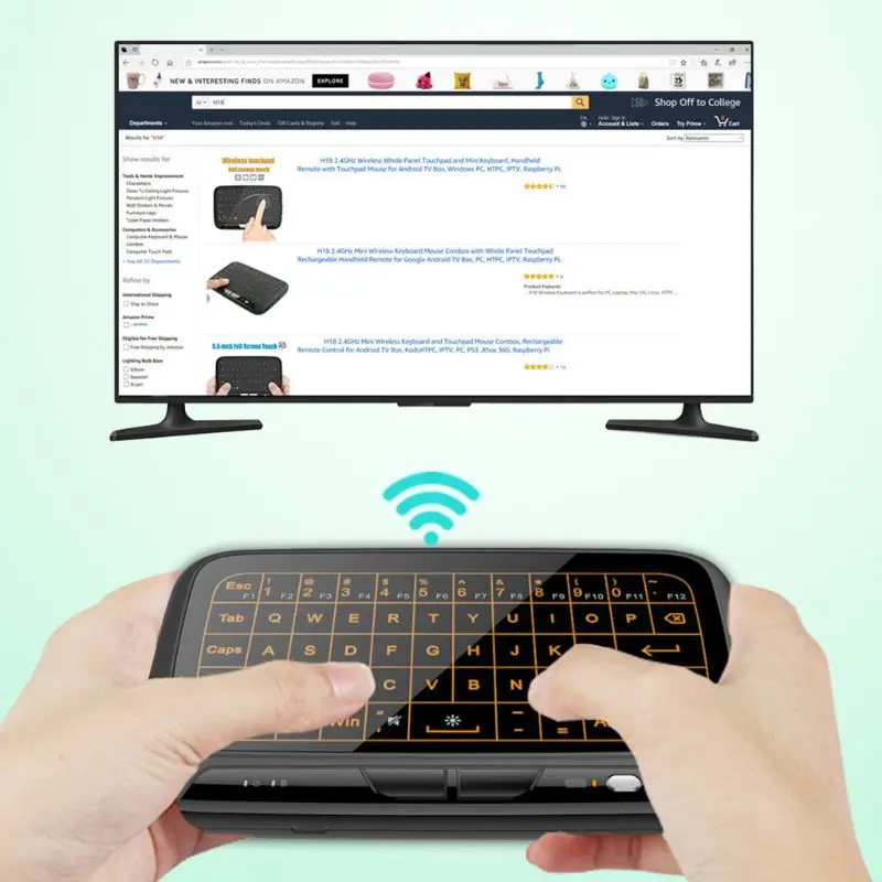 

H18 2.4GHz Wireless Mini Keyboard with Whole Panel Touchpad for PC Computer / Laptop