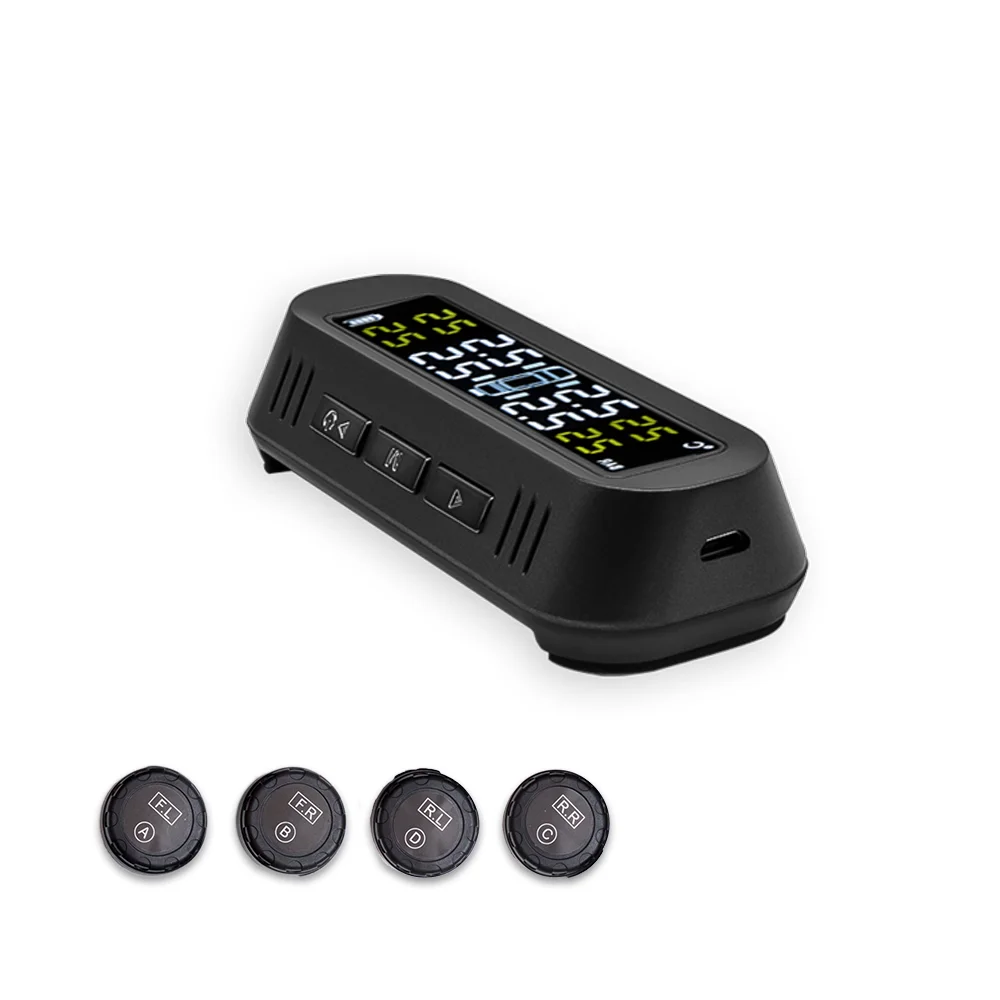 Riboton TPMS система контроля давления в шинах C261 Солнечная энергия Автомобильная Безопасность ЖК-дисплей Аварийная сигнализация с 4 внешними датчиками