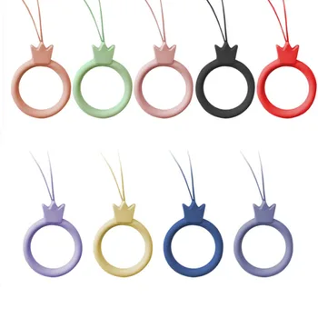 

100pcs coloful cute mobile phone lanyard Silicone ring accessories Mobile phone U disk universal silicone shatter-resistant