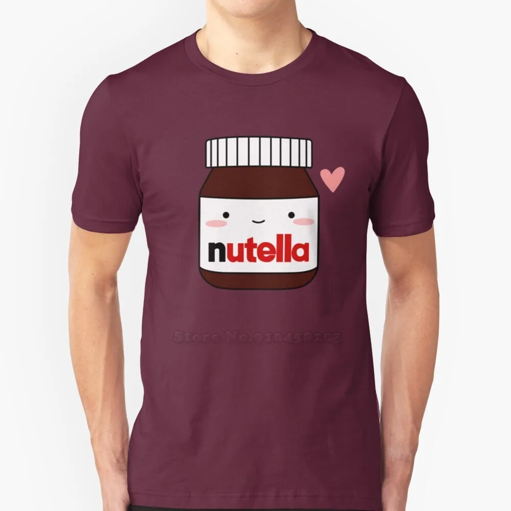 Милые футболки Nutella Jar из чистого хлопка с круглым вырезом футболка для мужчин