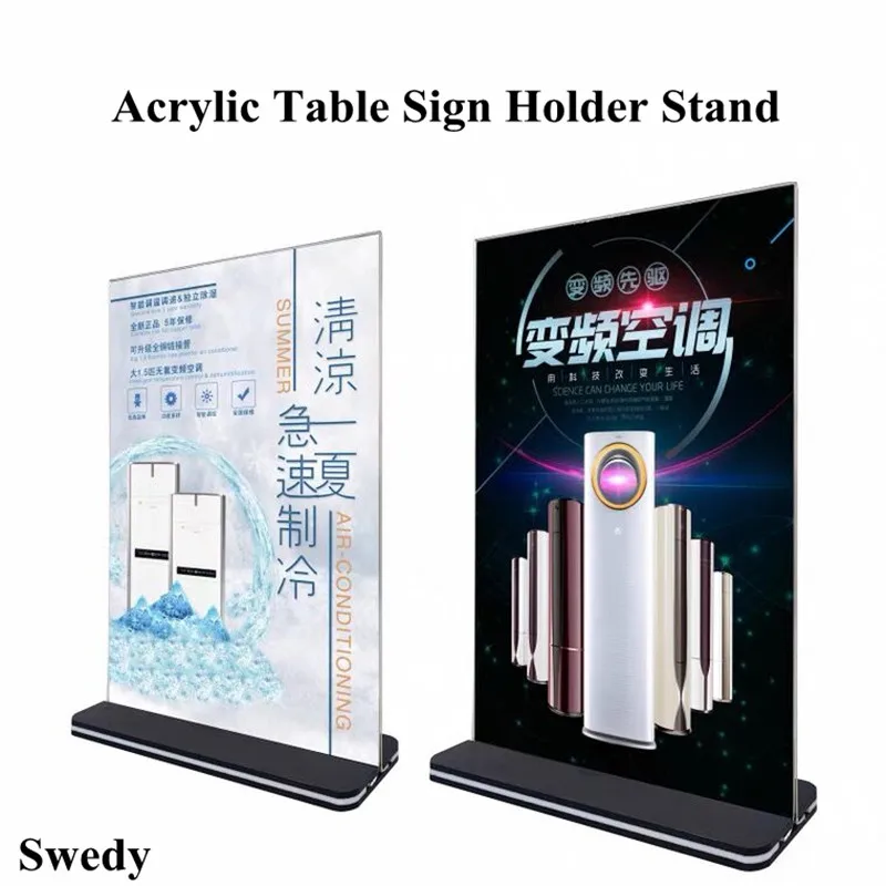 100x200mm T-Shape Clear Plastic Acrylic Sign Holder Display Stands Table Menu Paper Poster Frame Stand 100x200mm clear acrylic poster menu holder leaflet display stands t shape sign holder frame display stand