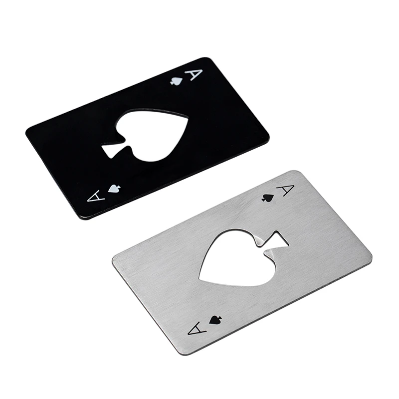 Black/silver Poker Card shaped Beer Bottle Wine Jar Opener Personalized Creative Stainless Steel Bottle Opener Bar Tool 1pcs