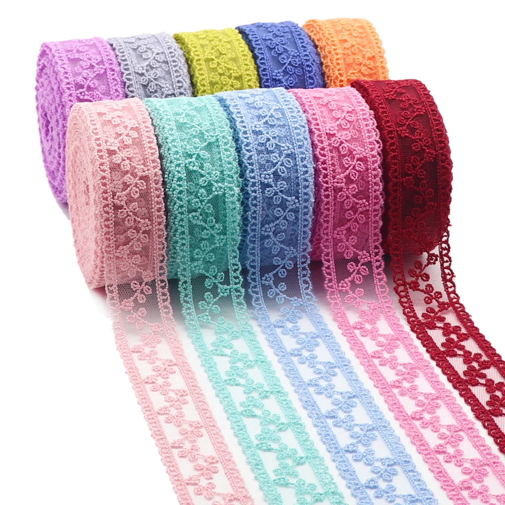 Lace Trim Ribbon 5 Yards 32mm Lace Ribbon Trim Fabric DIY Embroidered Net Cord For Hair Bows Crafts Handmade Accessories 080201