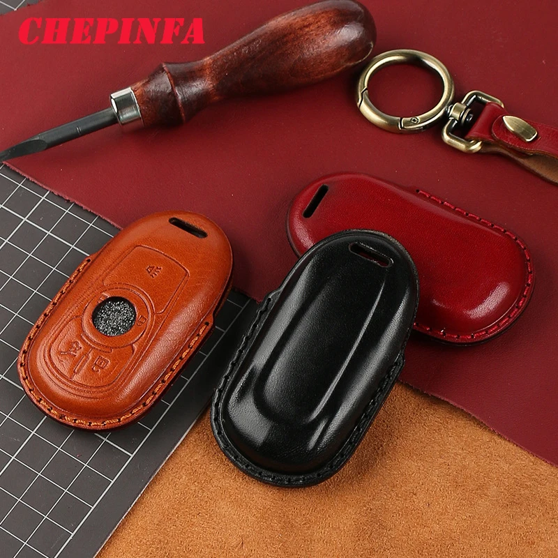 

CHEPINFA Leather Car Key Cover Case For Buick ENCORE ENVISION GL6 GL8 NEW LACROSSE Excelle Regal Verano