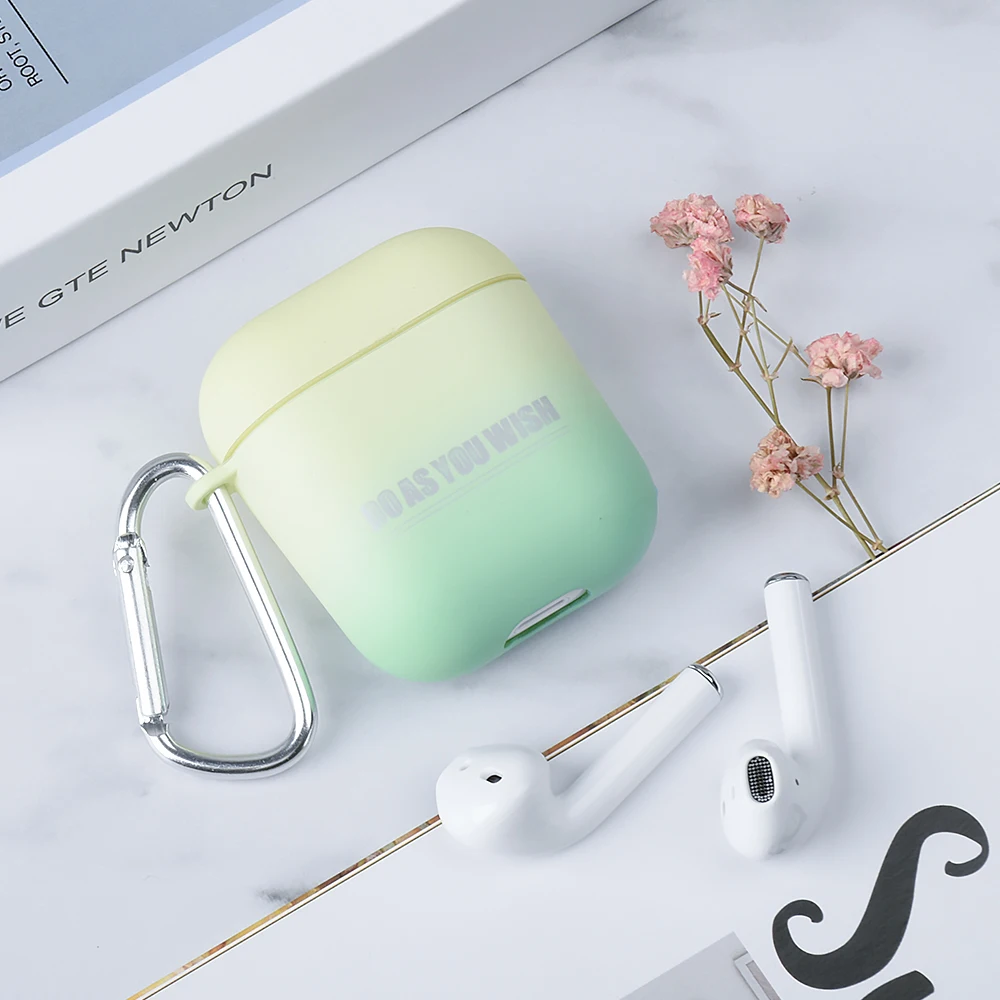 01 Градиентный футляр для наушников для Airpods 2, модные матовые Беспроводные наушники с Bluetooth, чехол для зарядки, чехол для Apple AirPods - Цвет: 01