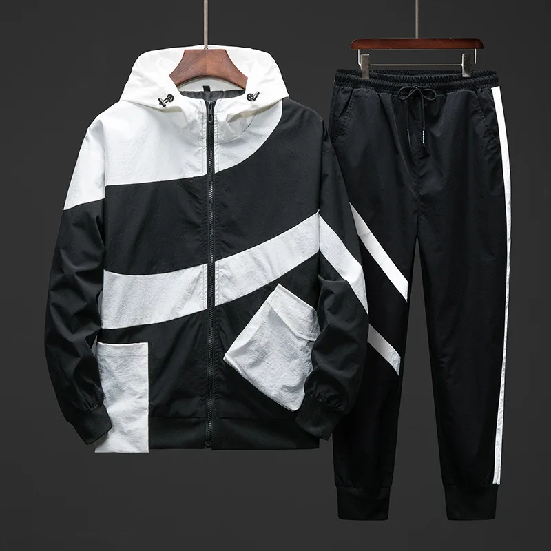 

Men Sports And Leisure Suit Korean Version Of The Trend Of Tooling Jacket Jacket Men Two Piece 2019 Autumn New Sports Suit