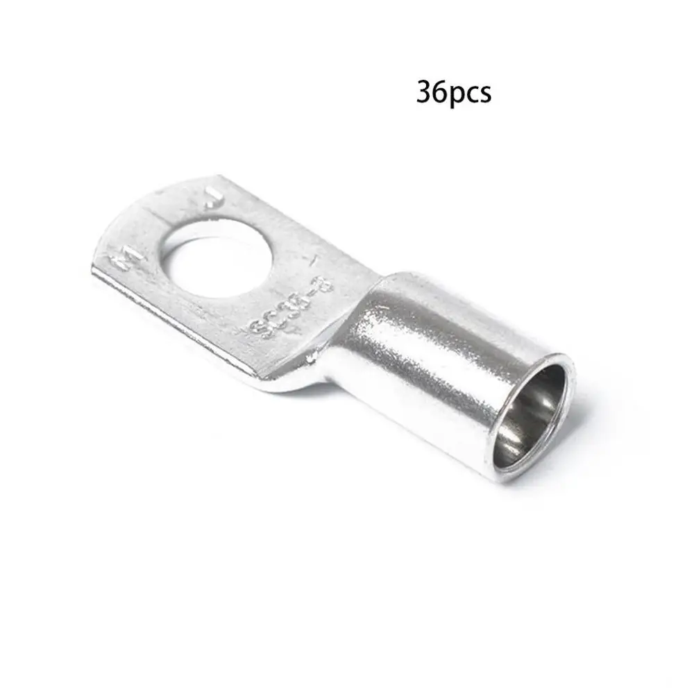 36pcs Bolt Hole Tinned Copper Cable Lugs Battery Terminals Set Low Voltage Connector Wire Terminals Connector Suit