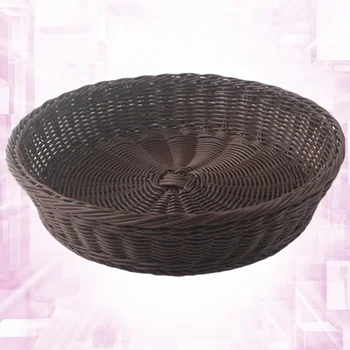 

1Pc Basket Woven Storage Basket Desktop Organizer Rattan Basket for Home Kitchen