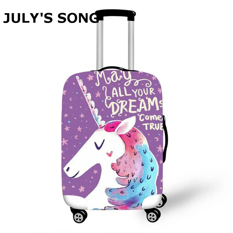 

JULY'S SONG Unicorn Luggage Protective Cover For 18-32inch Suitcase Trolley Cartoon Elastic Luggage Cover Travel Accessories
