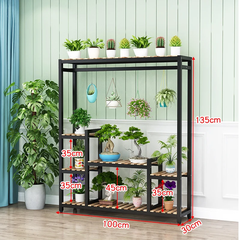 Environmentally Friendly Flower Frame Wrought Iron Household Multi-layer Balcony Rack Partition Hanging Green Flower Pot Rack