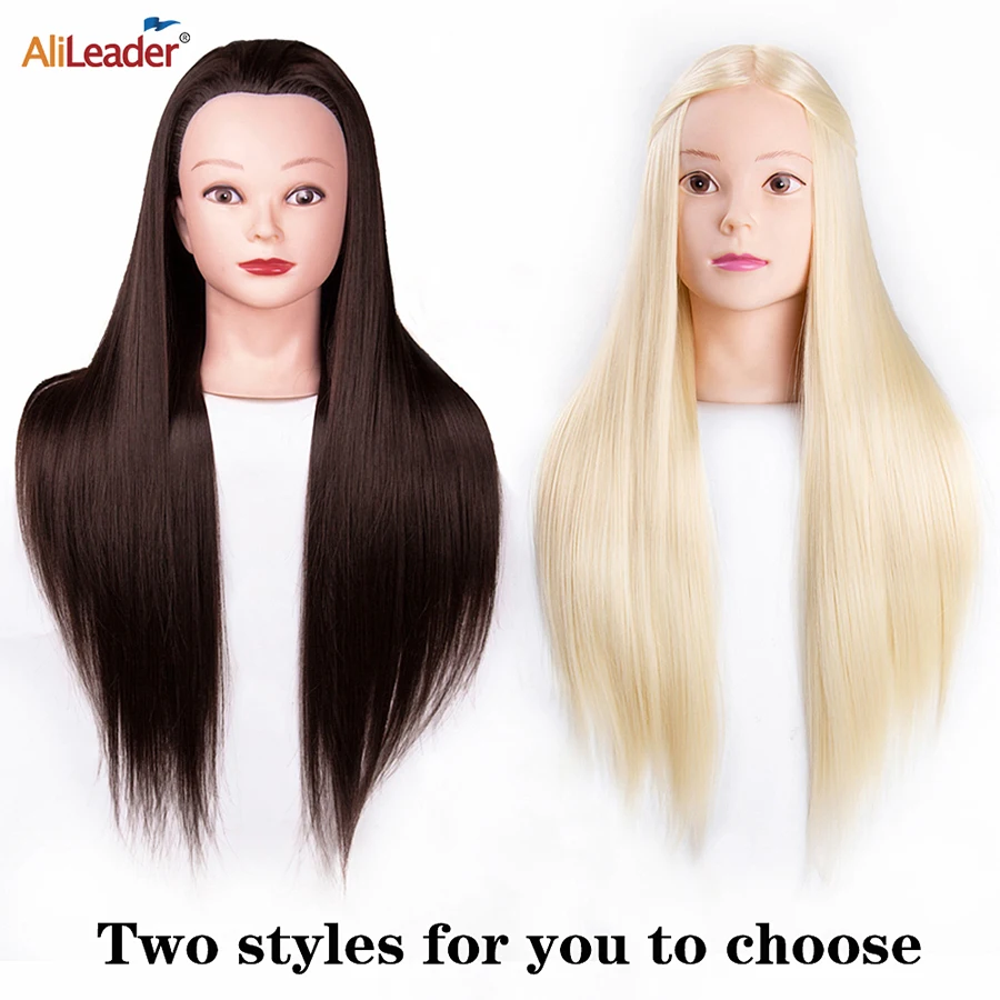 

Alileader 26" Mannequin Head Hair Stlying Training Head Cosmetology Doll Head Synthetic Hair With Free Clamp Table Edge Holder