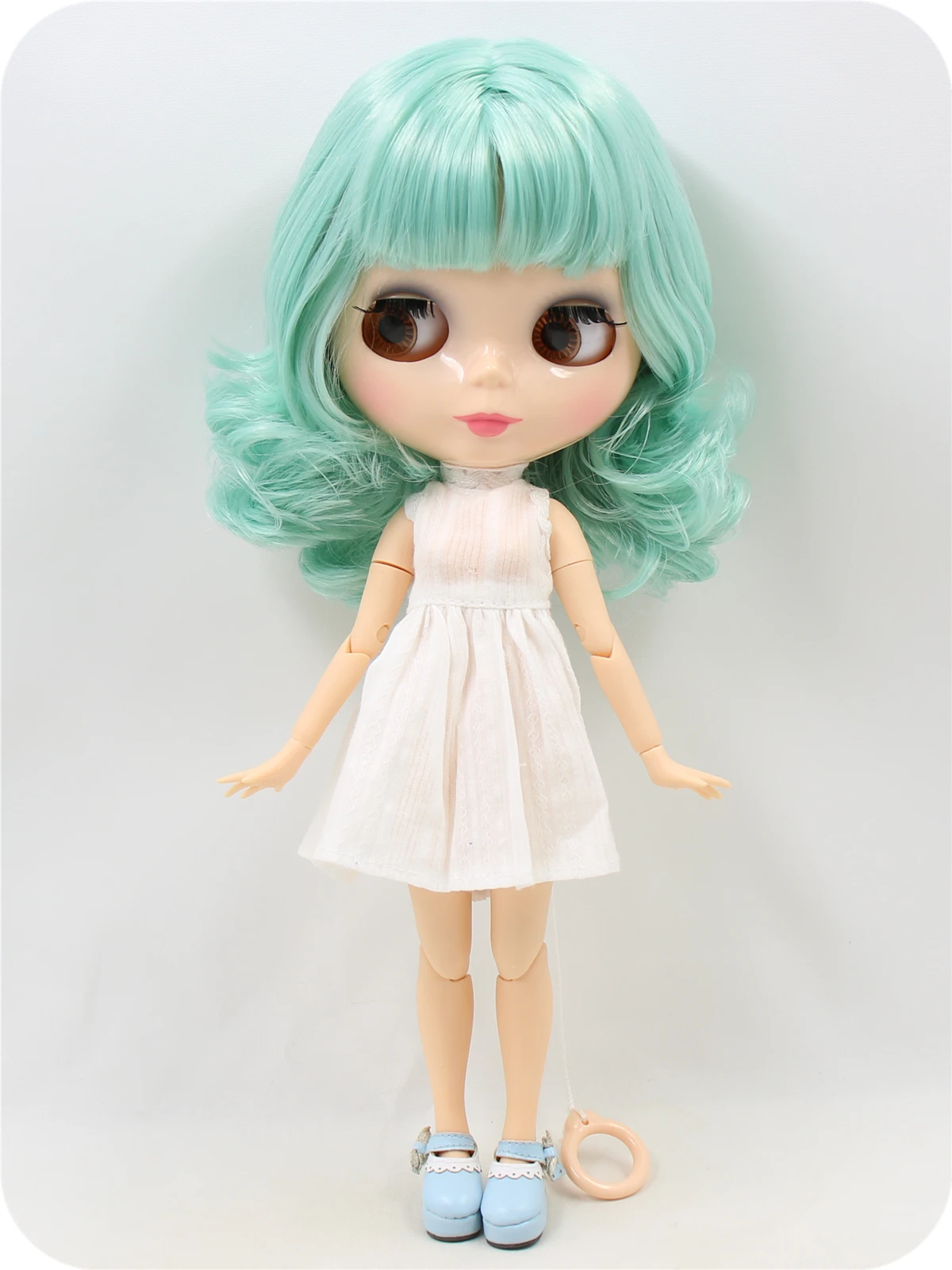 Neo Blythe Doll with Green Hair, Natural Skin, Shiny Cute Face & Custom Jointed Body 1