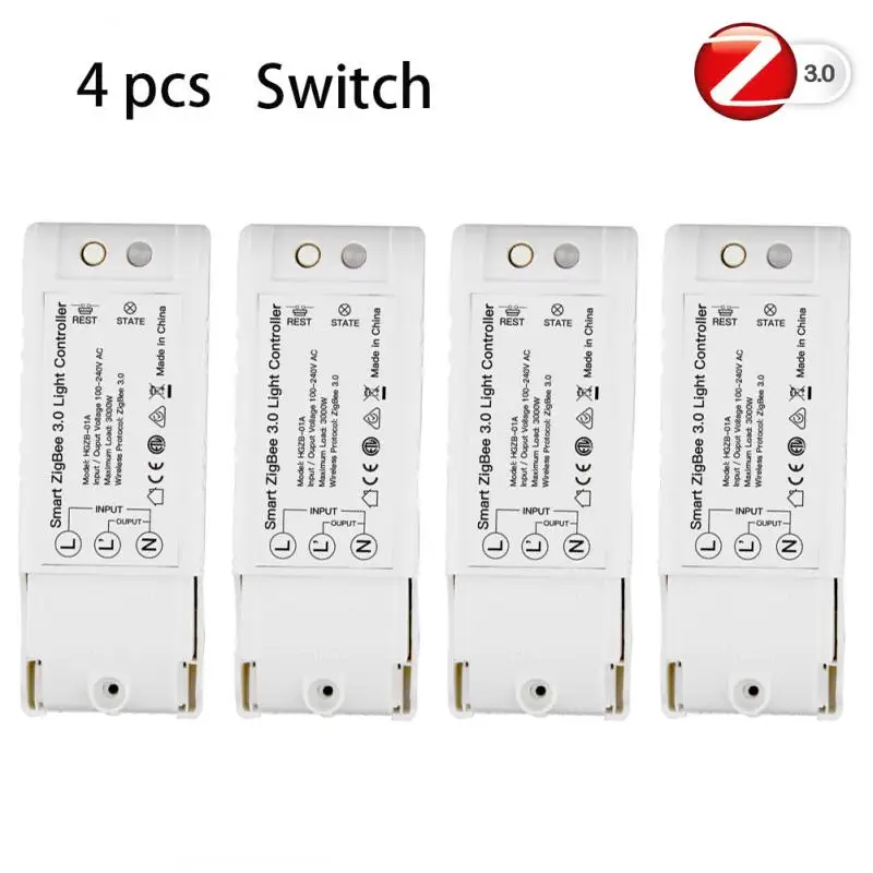 1/4 шт. Zigbee 3,0 Smart диммер переключатель 100-240 В переменного тока «сделай сам» для дома Устройство удаленного Управление для большинства Zigbee концентратор Работает с Google Home - Комплект: 4 PCS Switch