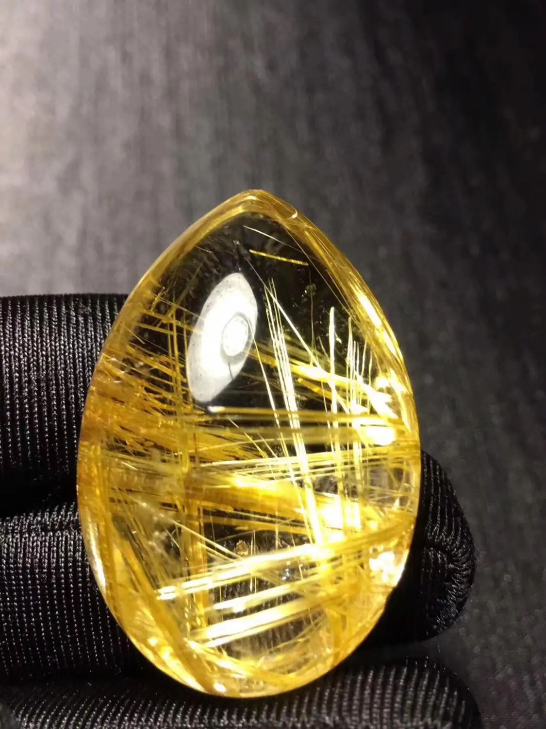 Высокое качество, натуральный Золотой Рутиловый Кварц, кулон, титан, капля воды, драгоценный камень AAAAAA, подарок, 40x27x17 мм, Кристальный камень, сертификат