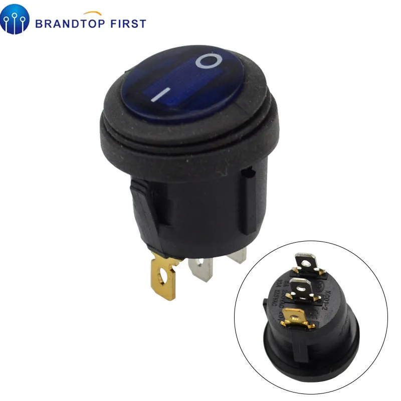 12V blue 1 шт., водонепроницаемая кнопка, 12 В, 220 В, светильник, кулисный переключатель, 20 мм, в форме лодки, Круглые, 3Pin, серебристые, точечные переключатели - Цвет: 12V blue