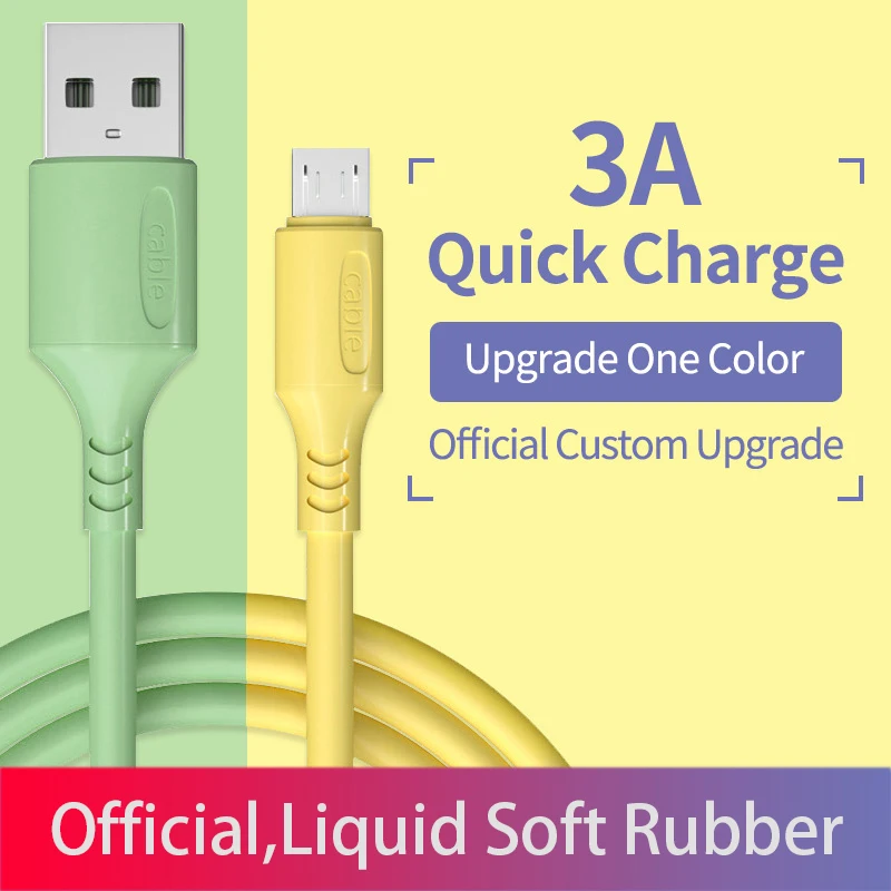 Микро USB кабель для быстрой зарядки и 3A Samsung Huawei Xiaomi Microusb шнур жидкость мягкий