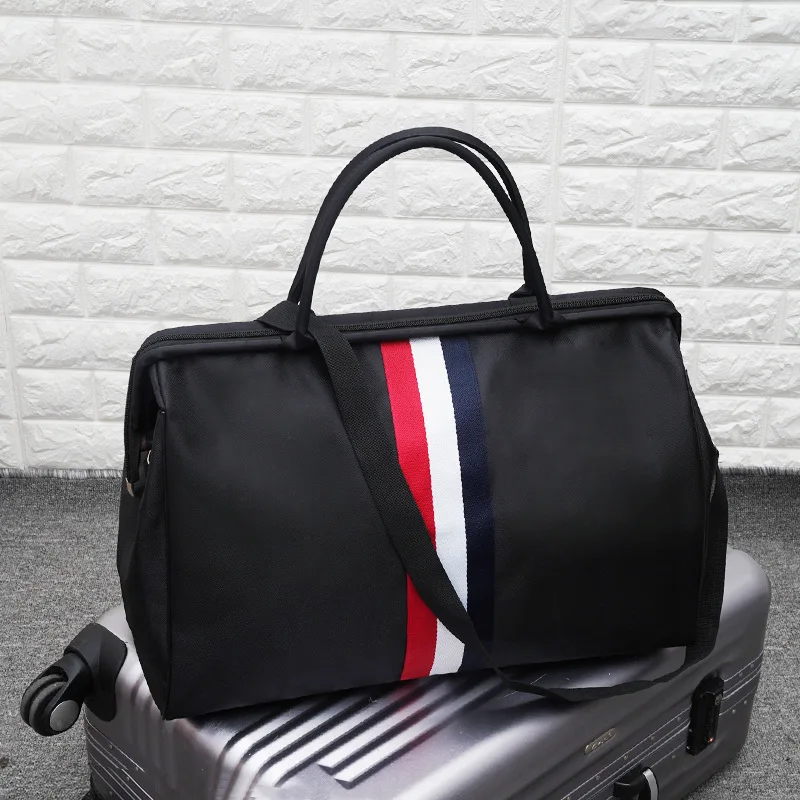 TUUTH Korean Stripe Handbag Foldable Duffle Bags Travel Sports Fitness Bag Luggage Bag Men And Women Large Capacity Travel Bag