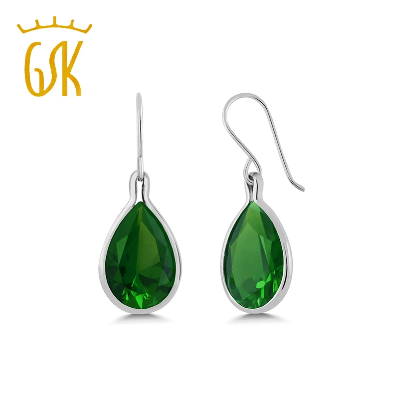 GemStoneKing 16 50 карат Груша Форма зеленый имитация изумруда 925 пробы серебряные