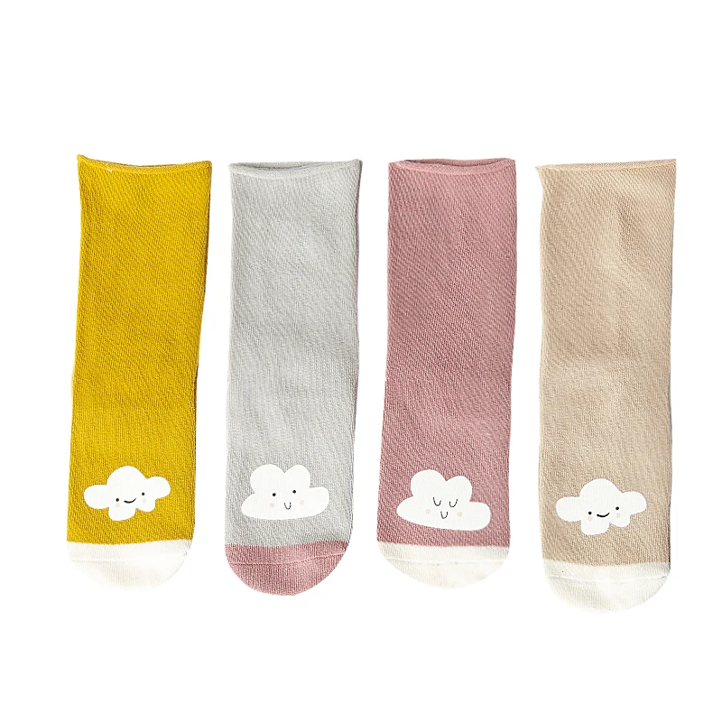 G 4 Pair Baby Boys Girls Socks Cartoon Pattern Socks Set Cotton Winter Warm Floor Socks Leg Warmer - Цвет: G