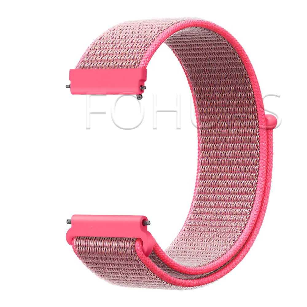 Hot Pink Нейлоновый ремешок 20 мм 22 мм для HUAWEI WATCH 2 Pro и Frontier ремешок Amazfit Bip samsung Galaxy Watch 42 мм 46 мм Active gear S3 Classic - Цвет ремешка: Hot Pink