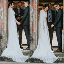 2.5 Meters Length Long Chiffon Women Wedding Cape Country Ivory White Bolero Jacket Wrap Marriage Accessories