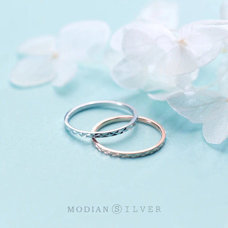 Silver Rings Silver Ring Wedding Rings Modian New Babysbreath Stackable Tiny Fashion Jewelry 925 Sterling Silver Color Finger Rings For Women Wedding Silver Jewelry