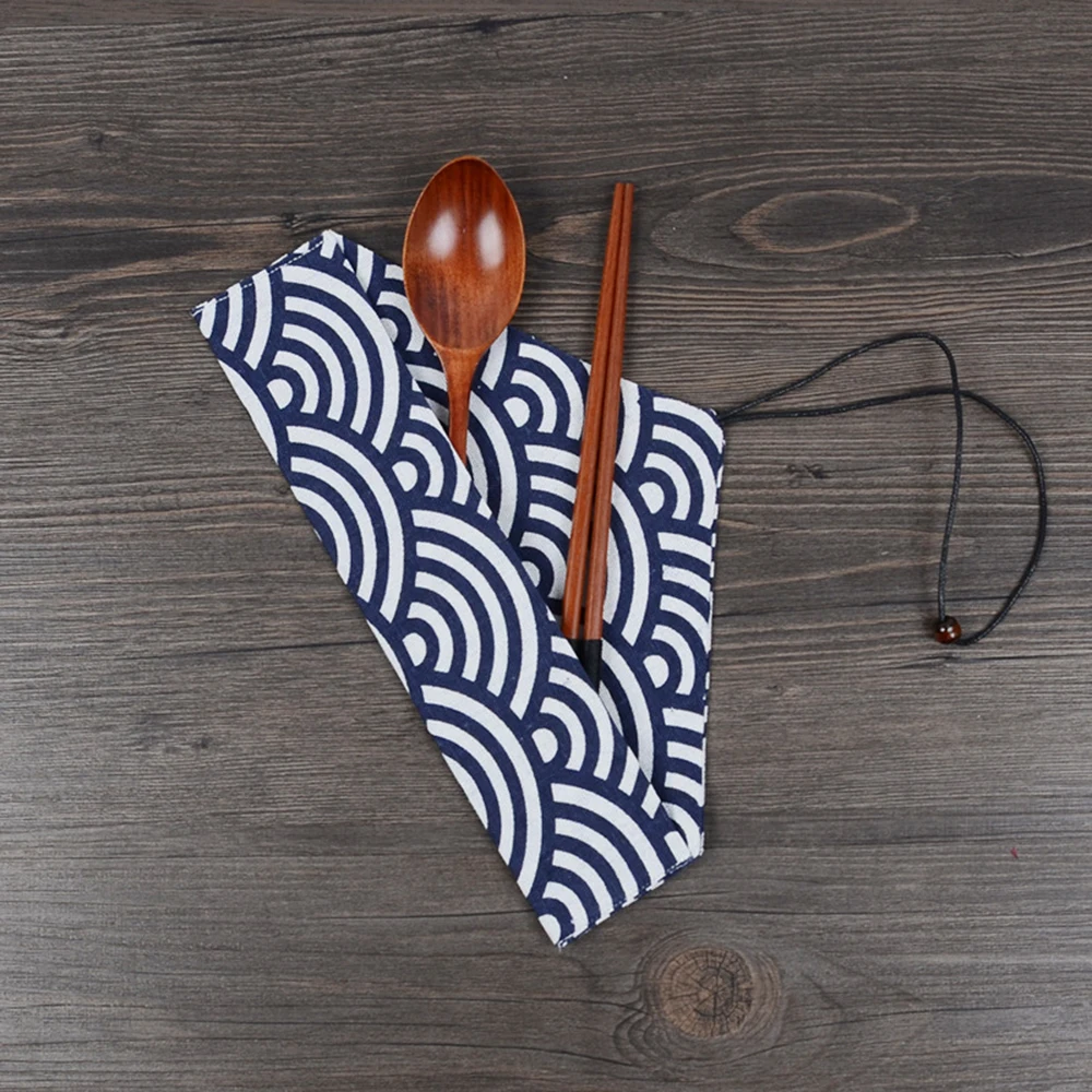 Портативный столовый мешок палочки для еды мешок для ложки ткани и ветра столовые приборы сумка для хранения галстук линия сумка для посуды палочки для еды набор соломенный мешочек