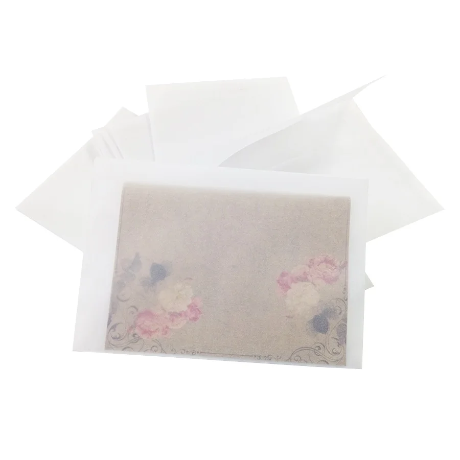 100pcs/lot Blank Translucent vellum envelopes DIY Multifunction Gift card  envelope with seal sticker for wedding birthday