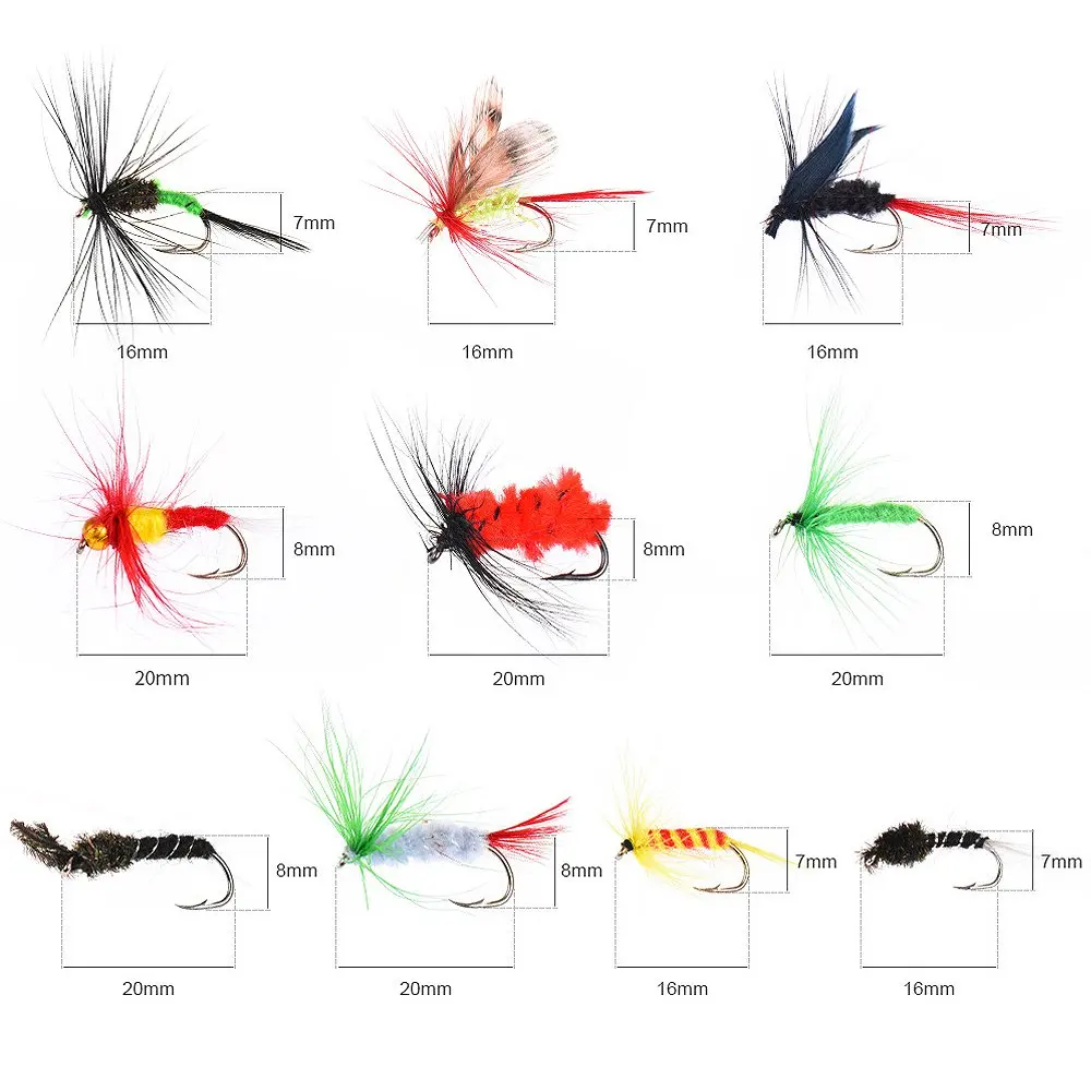 Fly Fishing Flies Lure Kit - 100pcs Handmade Wet Dry Flies Streamer Nymph  Emerger Fly Lures Bait Hook for Bass Trouts Salmon Fly Fishing with