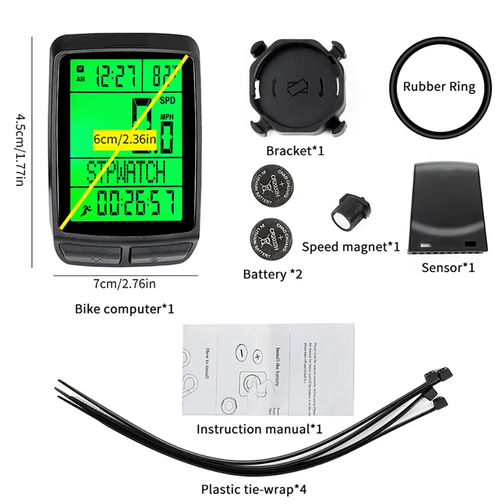 IPX7 Waterproof Bike Computer Speedometer Three Modes 18 Kinds Of Function Accessories Bicycle Odometer For LCD Digital Display | Спорт и