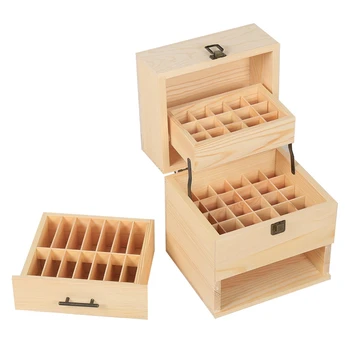 

59 Grid Level 3 Space Savings Wooden Storage Case Essential Oil Box Multi-Tray Organizer Large Organizers