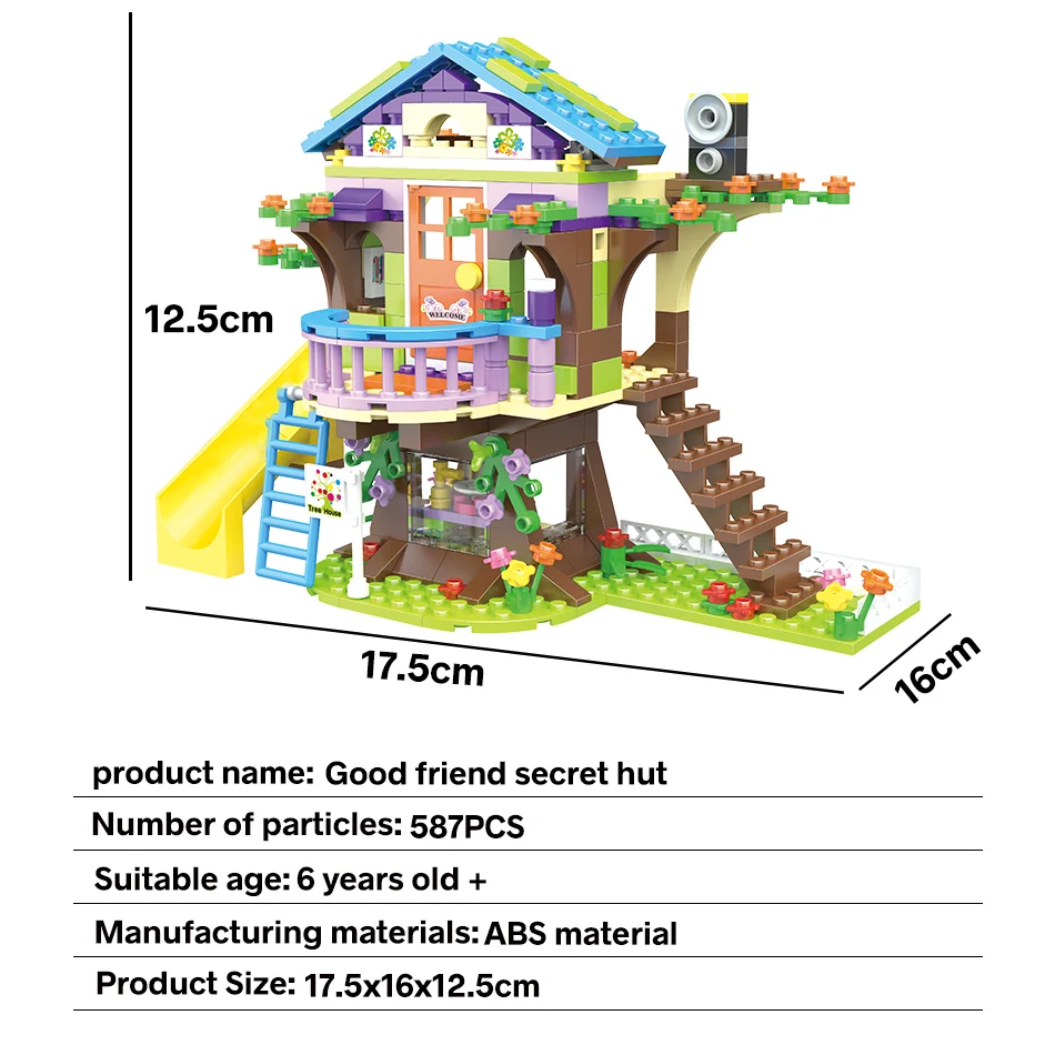 587 штук, городской домик для девочек, домик на дереве, строительные блоки, машинка для друзей, сделай сам, светящиеся кирпичи, рождественский подарок, игрушки для девочек