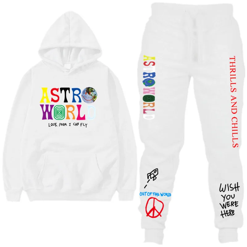 Мужская толстовка с надписью TRAVIS SCOTT ASTROWORLD модная капюшоном + штаны пуловер