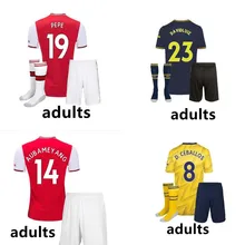 adults kit 19/20 Arsenal football shirt OZIL home red Soccer Jersey away yellow LACAZETTE AUBAMEYANG Adult+ socks