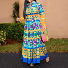 Платье для выпускного вечера в африканском стиле, с драпировкой, женское, с принтом, с длинным рукавом, элегантное платье, весна размера плюс, вечерние платья, длинное платье