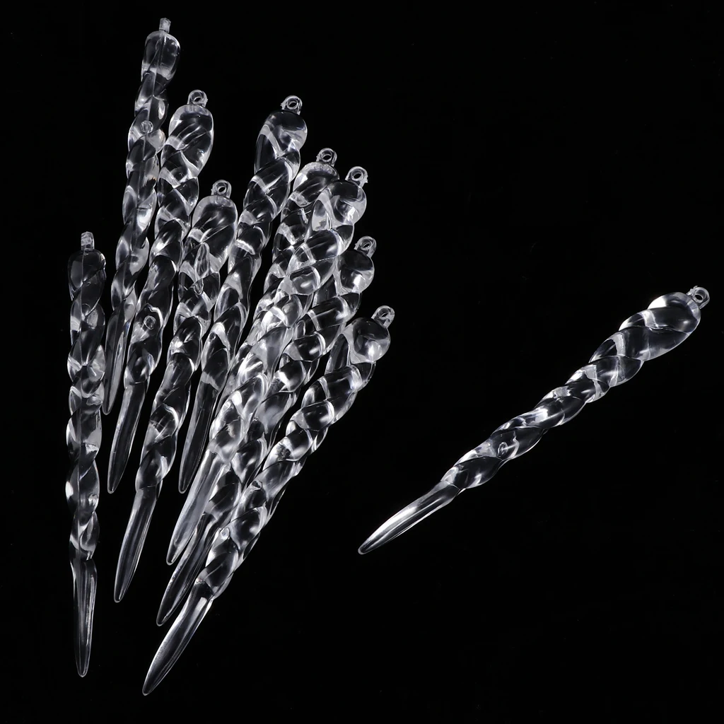 10x Crystal Icicles Christmas Ornaments Party Xmas Tree Hanging Decorations