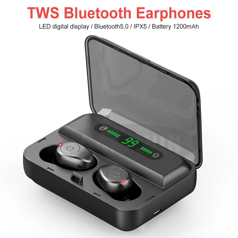 TWS Bluetooth наушники 8D стерео беспроводные Bluetooth 5,0 наушники беспроводные наушники с светодиодный цифровой дисплей внешний аккумулятор гарнитура