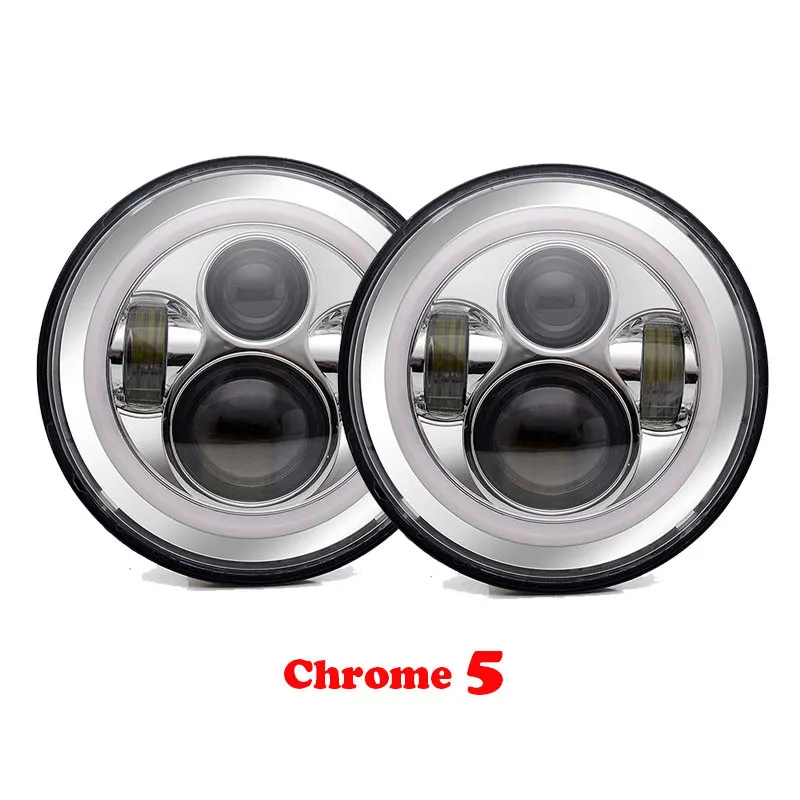 Chrome 5 40W Черный/хром 7 дюймов круглые светодиодные фары DRL для Lada 4x4 urban Niva UAZ Hunter для Jeep wrangler Toyota FJ Cruiser налобный фонарь - Цвет: Chrome 5 40W