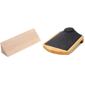 

1pcs Wooden Hook Drop Dangle Earrings Display Holder & 1pcs Model Necklace Display Stand Pendant Display Counter