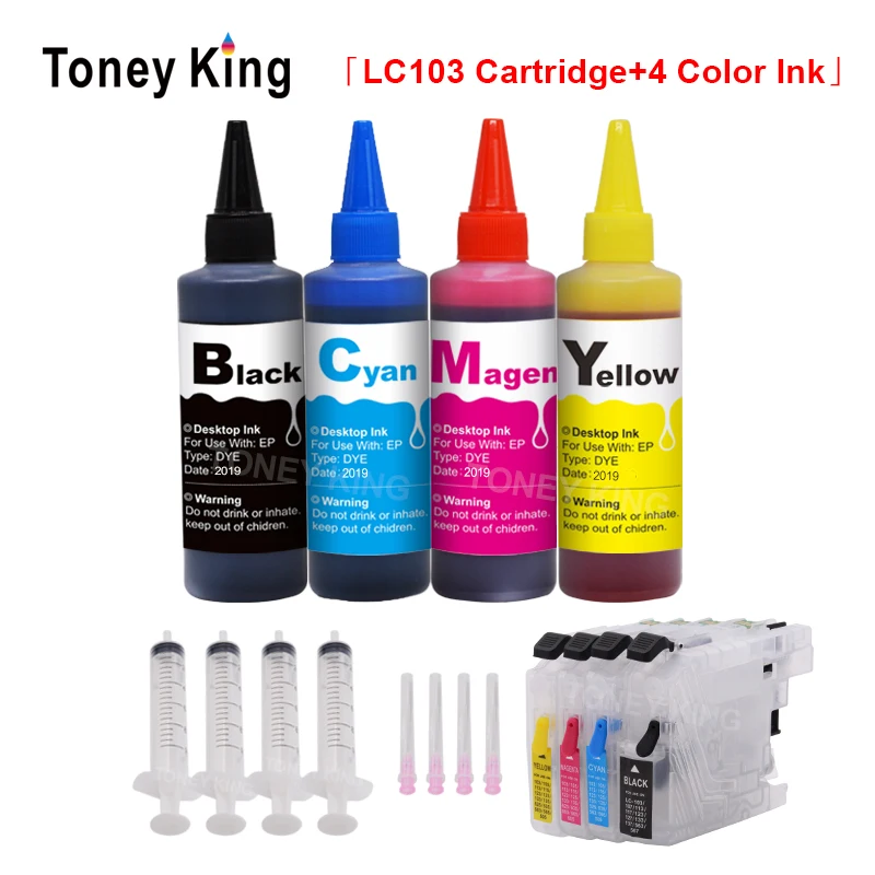 Toney universal(король LC 103 XL заправляемые чернильные картриджи для Brother LC101 LC105 LC107 LC109 MFC J4610DW J4710DW J6520DW+ 400 мл чернила для принтера