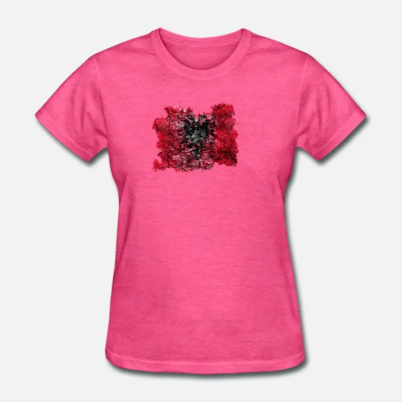 Women-Rose Red Индивидуальная Мужская футболка с винтажным флагом в стиле Албании, женская футболка с круглым вырезом и графическим рисунком, Мужская футболка большого размера 3xl 4xl 5xl, одежда, футболка, Топ - Цвет: Women-Rose Red