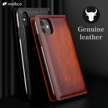 

Genuine Leather Wallet Flip Case for iPhone 11 Pro Max Xs Max Xr X Luxury Business High-end Real Leather Cases Cover