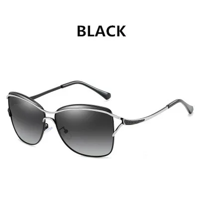 Поляризованные очки для вождения анти-УФ Квадратные ретро солнцезащитные очки козырек hd vision модные очки для женщин - Название цвета: BLACK