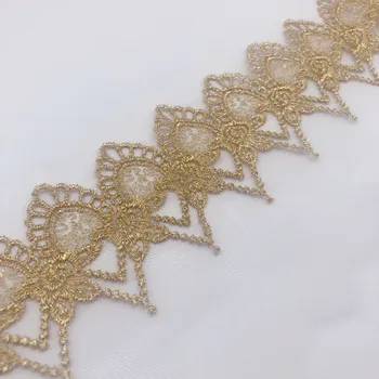 

Mesh embroidered gold lace Trim barcode garment accessories DIY wave dress lolita accessories 8.7CM