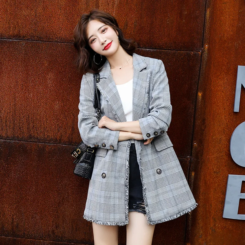 

Casual Plaid Suit Jacket Loose-Fit British Style Spring And Autumn 2019 New Style Version Suit Tops Korean Small Suit