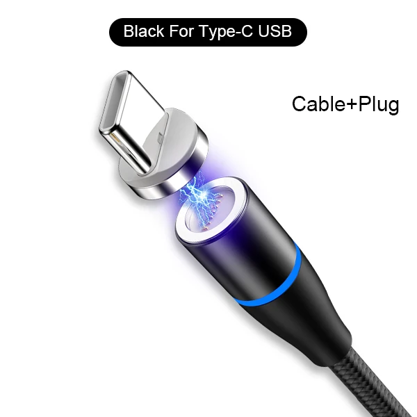 Магнитный кабель Jellico 1,2 м, Micro usb type C, быстрая зарядка, Micro usb type-C, Магнитный провод для зарядного устройства, usb C, для huawei, Xiaomi, samsung - Цвет: Black For Type C